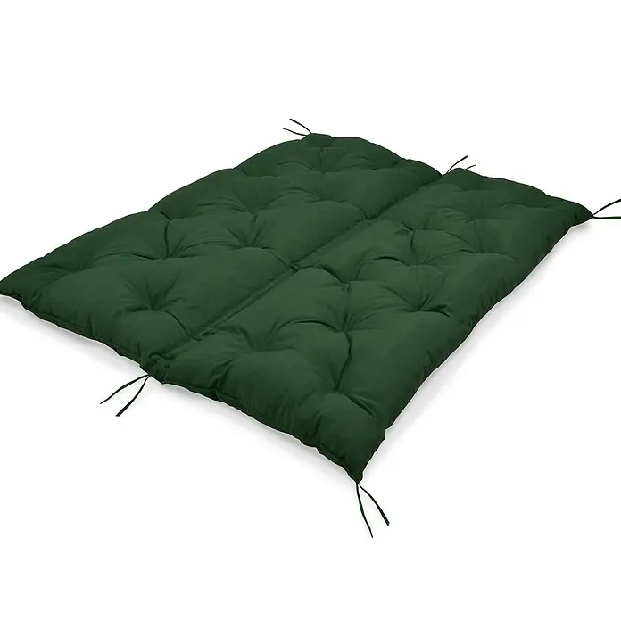 Beautissu Bankauflage Flair BR - Gartenbank, 1 Stk., Polyester, Dunkelgrün - Tiefgrünes, getuftetes Kissen mit Befestigungsbändern für Sitzkomfort.
