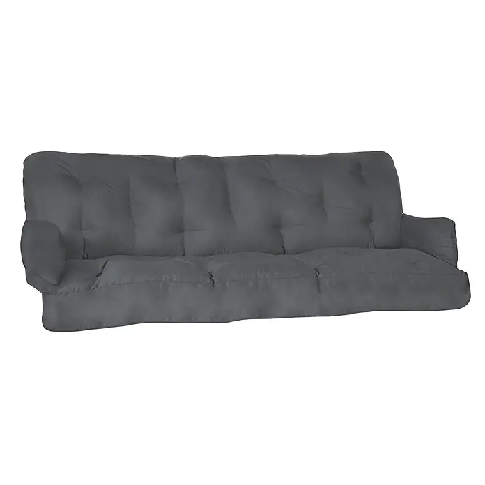 Beautissu Bankauflage Flair HS - Hollywoodschaukel, 1 Stk., Polyester, Graphitgrau - Dunkelgraue gesteppte Futonmatratze aus Stoff.