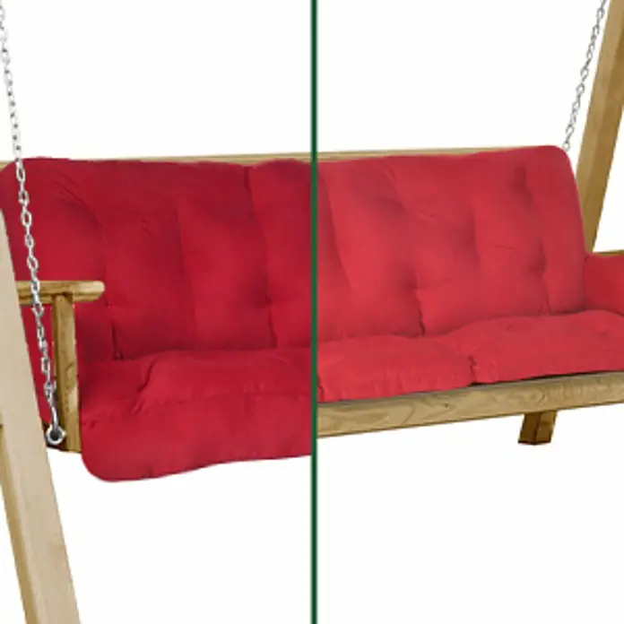 Beautissu Bankauflage Flair HS - Hollywoodschaukel, 1 Stk., Polyester, Rot - Rotes Polster-Set für eine Holzschaukel, bestehend aus Rücken- und Sitzkissen.