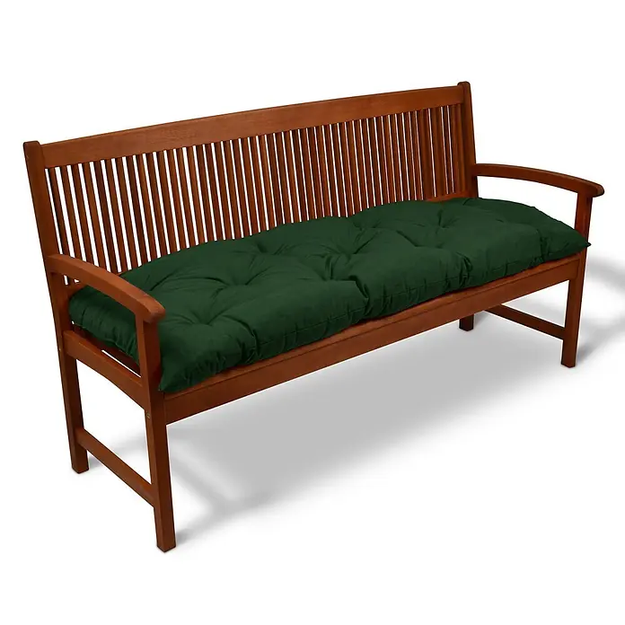 Beautissu Bankauflage Flair BK - Gartenbank, 1 Stk., L x B x H: 180 x 50 x 10 cm, Polyester, Dunkelgrün - Hölzerne Gartenbank mit dunkelgrünem getufteten Polster.