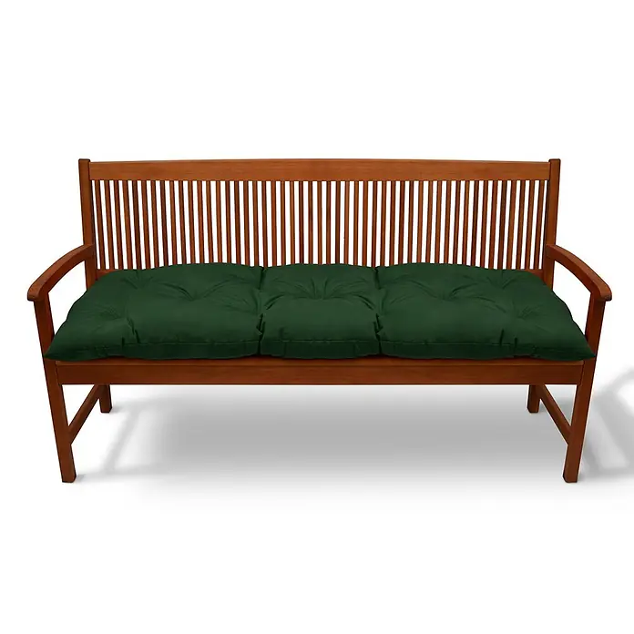 Beautissu Bankauflage Flair BK - Gartenbank, 1 Stk., L x B x H: 180 x 50 x 10 cm, Polyester, Dunkelgrün - Gartenbank aus Holz mit dunkelgrüner gesteppter Auflage.
