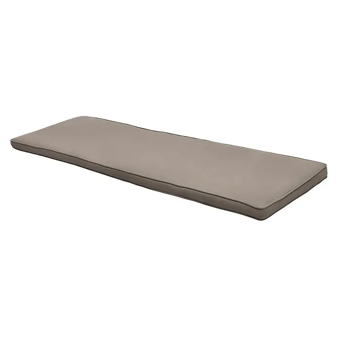 Beautissu Bankauflage Loft BK - Gartenbank, 1 Stk., Polyester, Taupe - Taupe rechteckiges Kissen mit Paspelierung.