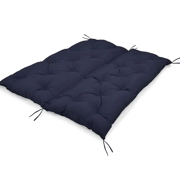 Beautissu Bankauflage Flair BR - Gartenbank, 1 Stk., L x B x H: 100 x 50 x 10 cm, Polyester, Dunkelblau - Dunkelblaues, getuftetes Kissen mit Bändern.