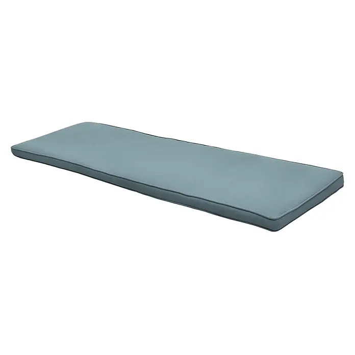 Beautissu Bankauflage Loft BK - Gartenbank, 1 Stk., Polyester, Taubenblau - Rechteckiges Bankkissen in gedecktem Blau mit Paspelierung.