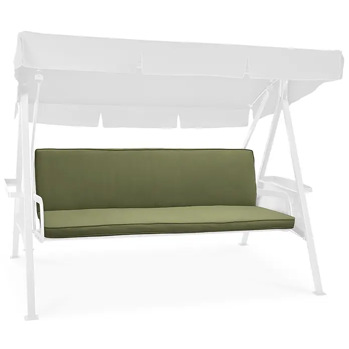 Beautissu Bankauflage Loft HS - Hollywoodschaukel, 1 Stk., Baumwolle, Polyester, Olivgrün - Grünes Stoffkissen für Hollywoodschaukel auf weißem Gestell.