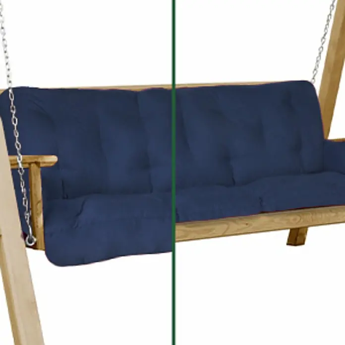 Beautissu Bankauflage Flair HS - Hollywoodschaukel, 1 Stk., Polyester, Dunkelblau - Hölzerne Verandaschaukel mit marineblauem, getuftetem Kissen.
