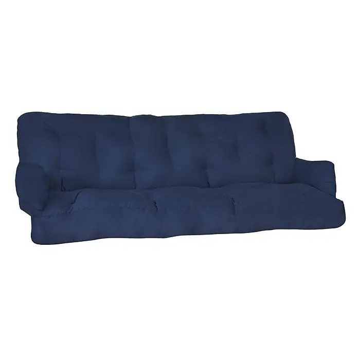 Beautissu Bankauflage Flair HS - Hollywoodschaukel, 1 Stk., Polyester, Dunkelblau - Dunkelblaue getuftete Futonmatratze mit Armlehnen.