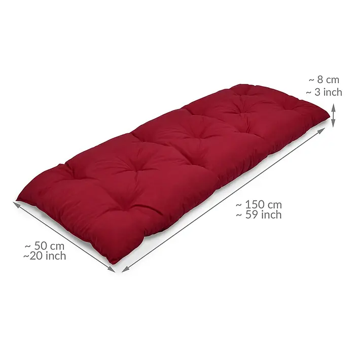 Beautissu Bankauflage Flair BK - Gartenbank, 1 Stk., L x B x H: 150 x 50 x 10 cm, Polyester, Rot - Rotes getuftetes Kissen, ideal für Bänke.