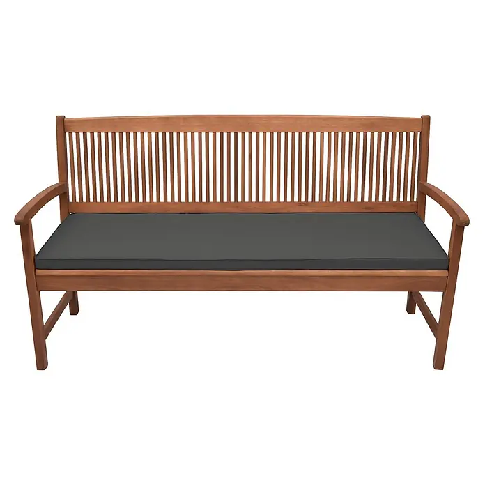 Beautissu Bankauflage Base BK - Gartenbank, 1 Stk., L x B x H: 180 x 48 x 5 cm, Polyester, Graphitgrau - Gartenbank aus Holz mit Lattenrückenlehne und Armlehnen, mit dunkelgrauem Sitzkissen.