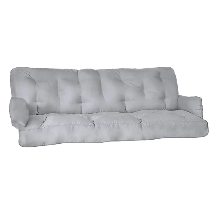 Beautissu Bankauflage Flair HS - Hollywoodschaukel, 1 Stk., Polyester, Hellgrau - Hellgraue getuftete Futonmatratze mit Armlehnen für Sofa oder Schaukel.