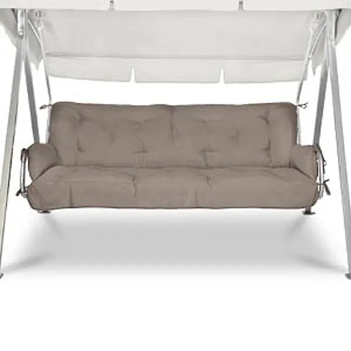 Beautissu Bankauflage Flair HS - Hollywoodschaukel, 1 Stk., Polyester, Taupe - Gestepptes taupefarbenes Hollywoodschaukel-Kissen mit Bändern für bequemes Sitzen.
