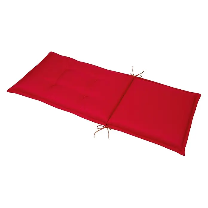 Beautissu Sitzauflage Base HL - Hochlehner, 4 Stk., L x B x H: 120 x 50 x 6 cm, Polyester, Rot - Rotes, gestepptes Outdoor-Kissen mit Bindebändern.
