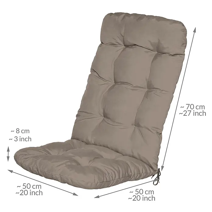 Beautissu Sitzauflage Flair HL - Hochlehner, 1 Stk., Polyester, Taupe - Taupe-farbenes, gestepptes Hochlehner-Sitzkissen.