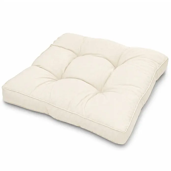 Beautissu Sitzauflage XLuna - Outdoor Lounge, 1 Stk., L x B x H: 50 x 50 x 10 cm, Polyester, Natur - Cremefarbenes, quadratisches Steppkissen mit Paspelierung.