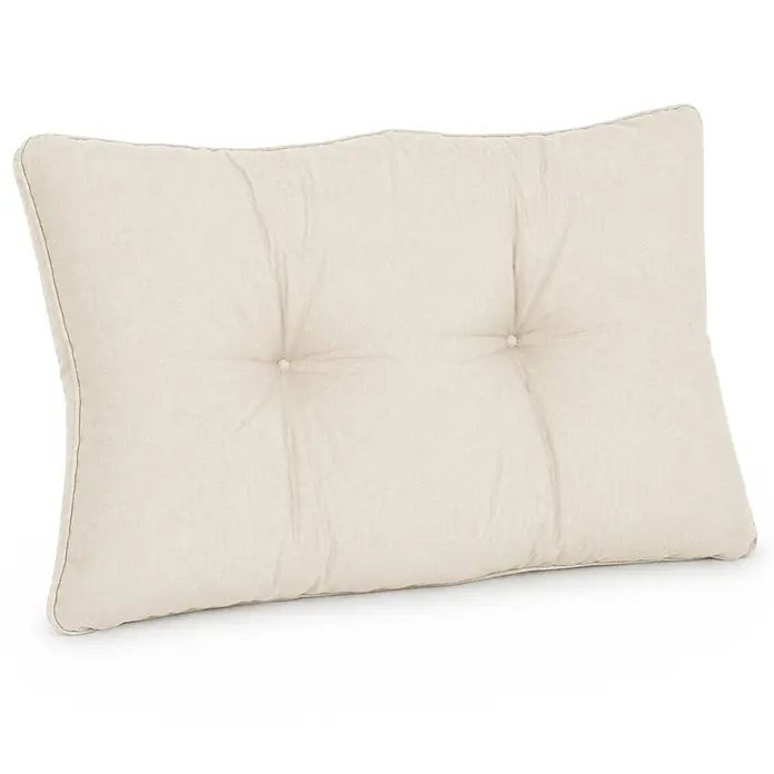 Beautissu Sitzauflage XLuna - Outdoor Lounge, 1 Stk., Polyester, Natur - Helles beiges rechteckiges Kissen mit Knöpfen.