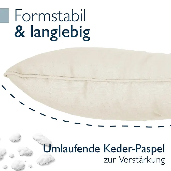 Beautissu Sitzauflage XLuna - Outdoor Lounge, 1 Stk., Polyester, Natur - Hellbeiges Kissen mit umlaufender Keder-Paspel, betont Formstabilität und Langlebigkeit.