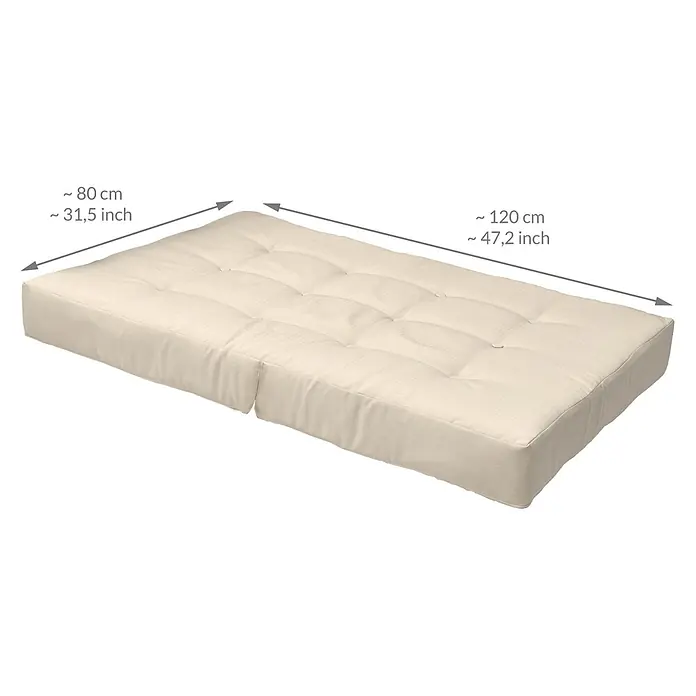 Beautissu Sitzauflage ECO Elements - Europalette, 1 Stk., Polyester, Natur - Cremefarbene, getuftete, segmentierte Futonmatratze, ca. 80x120 cm.