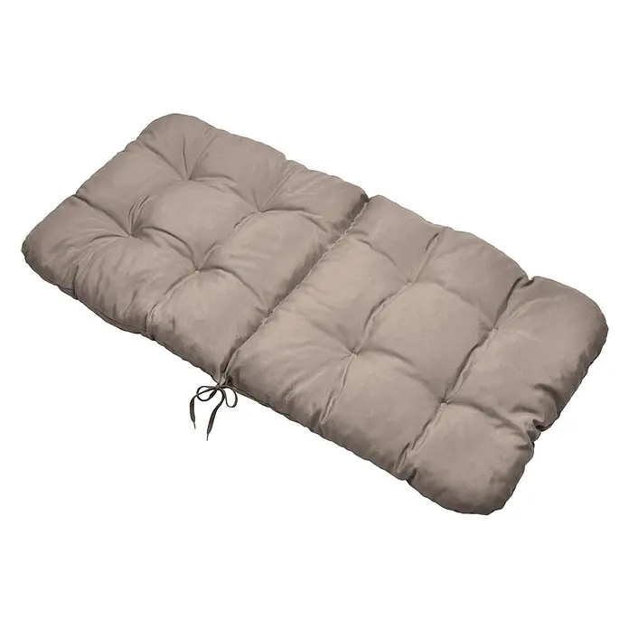 Beautissu Sitzauflage Flair NL - Niederlehner, 6 Stk., L x B x H: 100 x 50 x 8 cm, Polyester, Taupe - Gestepptes beiges Outdoor-Kissen mit Segmenten und Bändern.