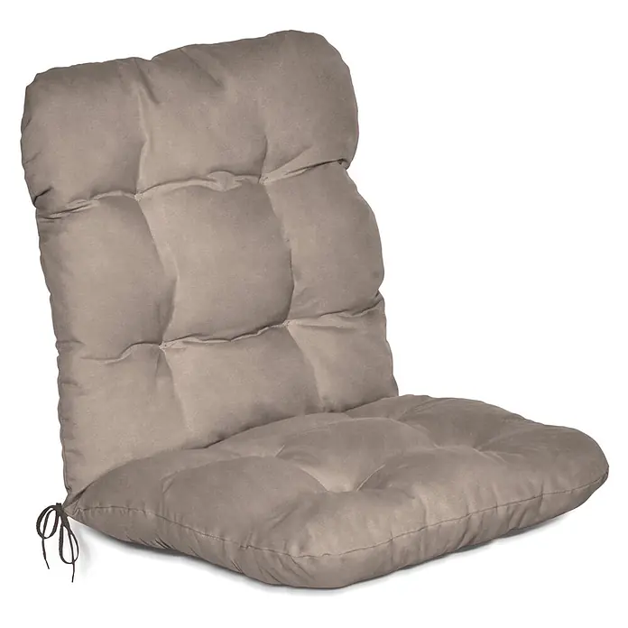 Beautissu Sitzauflage Flair NL - Niederlehner, 1 Stk., L x B x H: 100 x 50 x 8 cm, Polyester, Taupe - Getuftetes taupefarbenes Stuhlkissen mit hoher Rückenlehne und Sitzfläche, mit Bändern zur Befestigung.