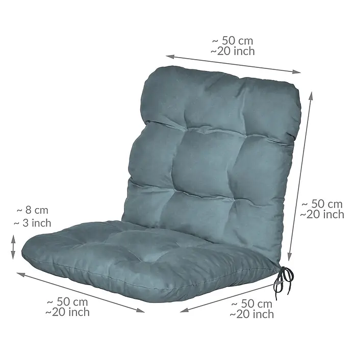 Beautissu Sitzauflage Flair - Niederlehner, 2 Stk., L x B x H: 100 x 50 x 8 cm, Polyester, Taubenblau - Blaugraues getuftetes Stuhlkissen mit Rücken- und Sitzteil.