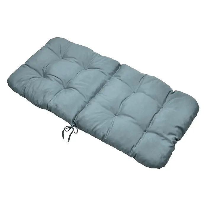 Beautissu Sitzauflage Flair NL - Niederlehner, 8 Stk., L x B x H: 100 x 50 x 8 cm, Polyester, Taubenblau - Hellblaues, getuftetes Outdoor-Kissen mit Bändern für Liege oder Bank.