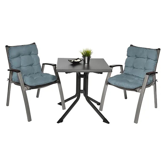 Beautissu Sitzauflage Flair NL - Niederlehner, 8 Stk., L x B x H: 100 x 50 x 8 cm, Polyester, Taubenblau
