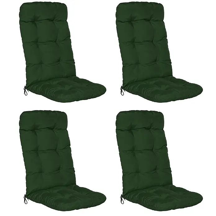 Beautissu Sitzauflage Flair HL - Hochlehner, 4 Stk., L x B x H: 120 x 50 x 8 cm, Polyester, Dunkelgrün - Vier dunkelgrüne, gesteppte Stuhlkissen.