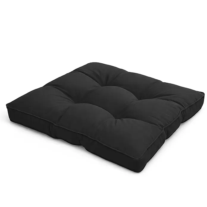Beautissu Sitzauflage Flair LK - Outdoor Lounge, 1 Stk., L x B x H: 70 x 70 x 10 cm, Polyester, Graphitgrau - Schwarzes getuftetes quadratisches Kissen, für bequemes Sitzen.