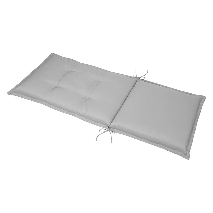Beautissu Sitzauflage Base HL - Hochlehner, 4 Stk., L x B x H: 120 x 50 x 6 cm, Polyester, Hellgrau - Hellgraues, getuftetes zweiteiliges Kissen mit Bändern.