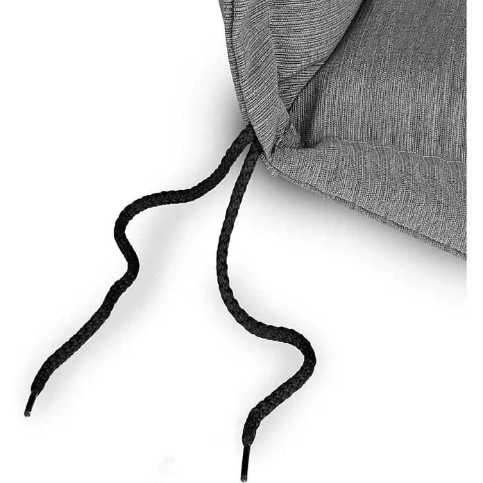 Beautissu Sitzauflage HighLux NL - Niederlehner, 6 Stk., Polyester, Hellgrau - Grauer Stoff mit schwarzen geflochtenen Kordelzügen zum Zusammenziehen.