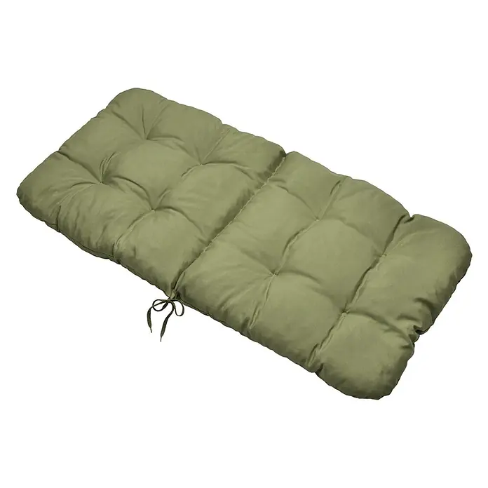 Beautissu Sitzauflage Flair - Niederlehner, 2 Stk., L x B x H: 100 x 50 x 8 cm, Polyester, Olivgrün - Grünes, gestepptes Liegekissen mit Bändern.