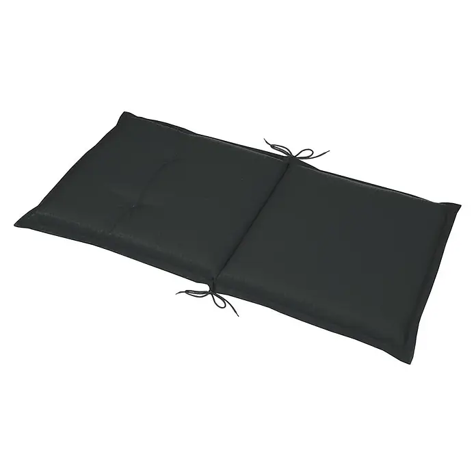 Beautissu Sitzauflage Base NL - Niederlehner, 2 Stk., L x B x H: 100 x 50 x 6 cm, Polyester, Graphitgrau - Schwarzes segmentiertes Kissen aus strukturiertem Stoff mit Bindebändern zum Befestigen.