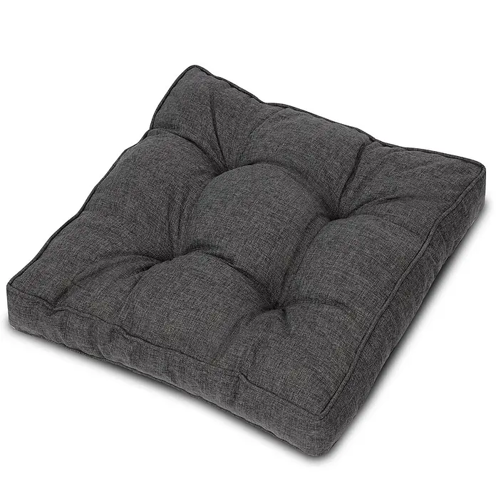 Beautissu Sitzauflage Beauflair - Outdoor Lounge, 1 Stk., L x B x H: 60 x 10 x 60 cm, Polyester, Graphitgrau - Dunkelgraues, quadratisches, getuftetes Sitzkissen aus strukturiertem Stoff.