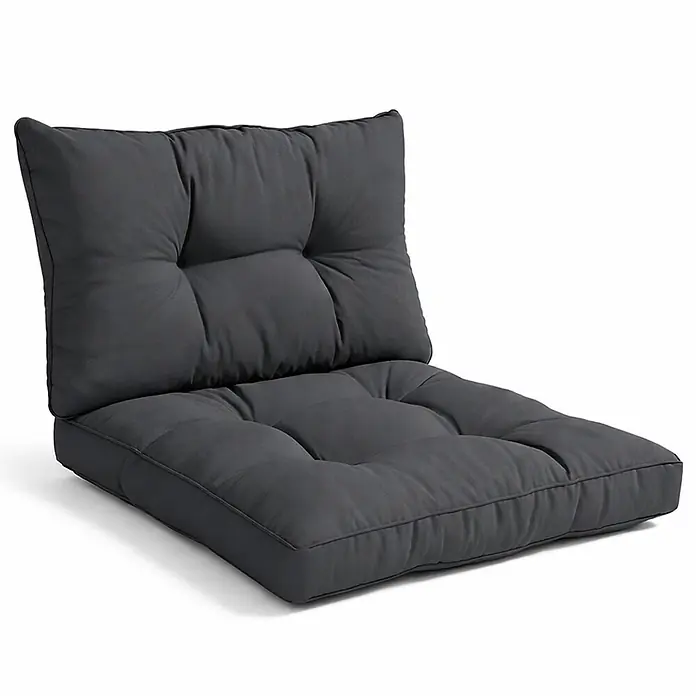 Beautissu Sitzauflage XLuna - Outdoor Lounge, 2 Stk., Polyester, Graphitgrau - Dunkelgraues, getuftetes Kissen-Set für Sitzmöbel.