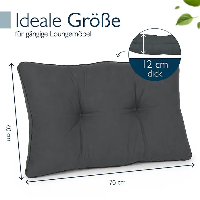 Beautissu Sitzauflage XLuna - Outdoor Lounge, 1 Stk., Polyester, Graphitgrau - Dunkelgraues Lounge-Kissen mit Maßen 70x40x12 cm, ideal für Loungemöbel.