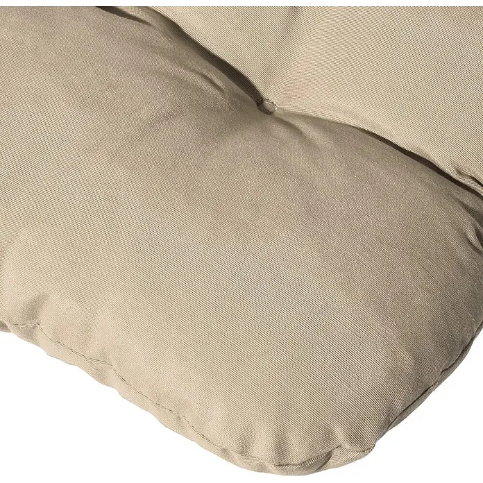 Beautissu Sitzauflage Flair NL - Niederlehner, 6 Stk., Polyester, Natur - Nahaufnahme eines beigefarbenen Outdoor-Kissens aus strapazierfähigem, gewebtem Stoff mit Knopfheftung.