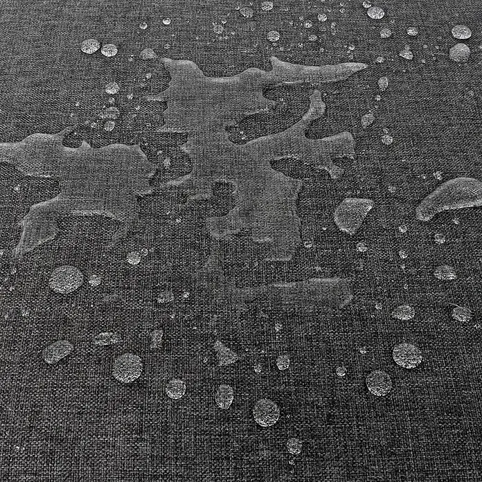 Beautissu Sitzauflage Ilano - Outdoor Lounge, 2 Stk., L x B x H: 50 x 50 x 23 cm, Polyester, Graphitgrau - Dunkelgrauer Webstoff mit Wassertropfen und Pfützen auf der Oberfläche, die seine wasserabweisende Eigenschaft zeigen.