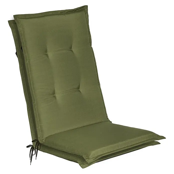 Beautissu Sitzauflage Loft HL - Hochlehner, 2 Stk., L x B x H: 0 x 0 x 0 cm, Polyester, Olivgrün - Faltbares olivgrünes Stuhlkissen mit getufteter Rückenlehne und Seitenbändern.