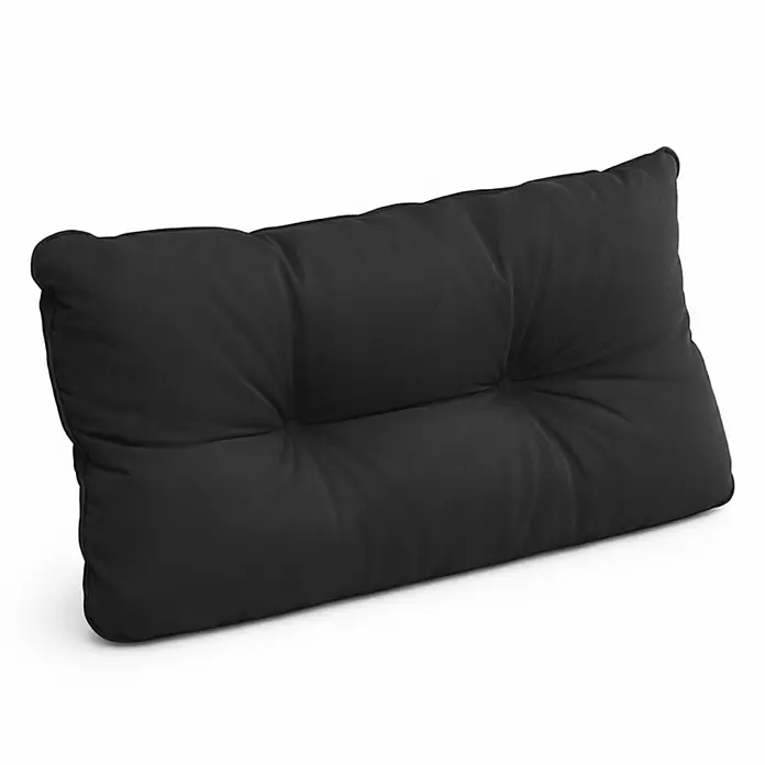 Beautissu Sitzauflage Flair LK - Outdoor Lounge, 1 Stk., L x B x H: 60 x 40 x 12 cm, Polyester, Graphitgrau - Schwarzes rechteckiges getuftetes Outdoor-Kissen.