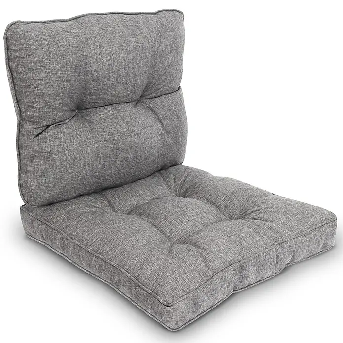 Beautissu Sitzauflage Beauflair LK - Outdoor Lounge, 2 Stk., L x B x H: 50 x 50 x 22 cm, Polyester, Hellgrau - Graues, getuftetes zweiteiliges Kissen-Set mit Paspeln, geeignet für Sitzgelegenheiten im Innen- oder Außenbereich.