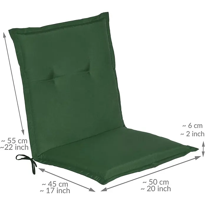 Beautissu Sitzauflage Loft Nl - Niederlehner, 2 Stk., L x B x H: 100 x 50 x 6 cm, Polyester, Dunkelgrün - Dunkelgrünes zweiteiliges Stuhlkissen mit Rücken- und Sitzteil, Bindebändern und deutlichen Maßen.