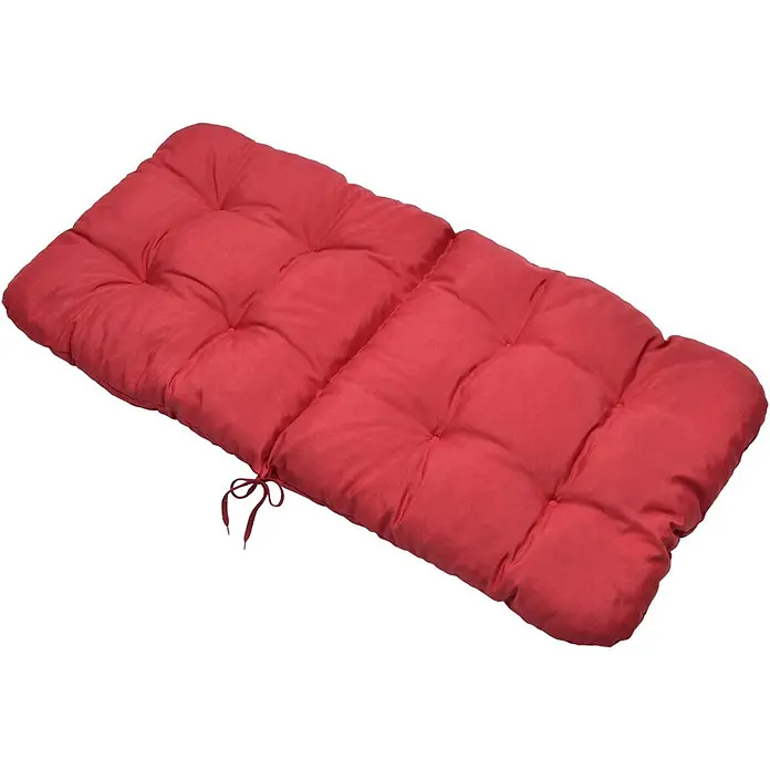Beautissu Sitzauflage Flair NL - Niederlehner, 1 Stk., Polyester, Rot - Langes rotes Steppkissen aus Stoff mit Befestigungsbändern, ideal für Liegestuhl oder Bank.