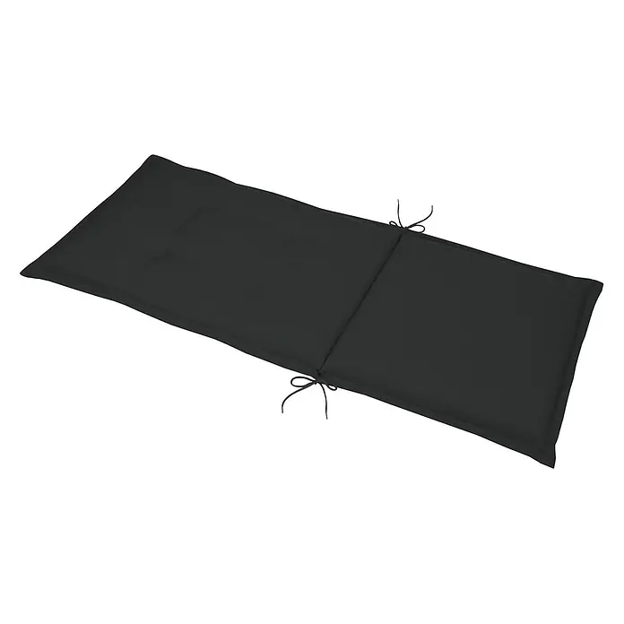 Beautissu Sitzauflage Base HL - Hochlehner, 4 Stk., L x B x H: 120 x 50 x 6 cm, Polyester, Graphitgrau - Schwarzes Liegestuhlkissen mit Bindebändern und Steppdesign.