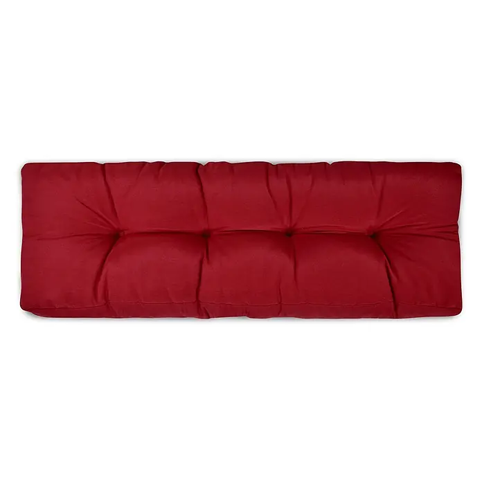 Beautissu Sitzauflage Eco Style - Europalette, 1 Stk., Polyester, Rot - Rotes, gestepptes Bankkissen aus Stoff mit mehreren durch Knöpfe unterteilten Abschnitten.
