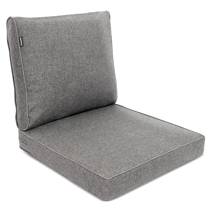 Beautissu Sitzauflage Ilano - Outdoor Lounge, 2 Stk., Polyester, Hellgrau - Graues Outdoor-Kissenset mit strapazierfähigen Stoff-Sitz- und Rückenpolstern.