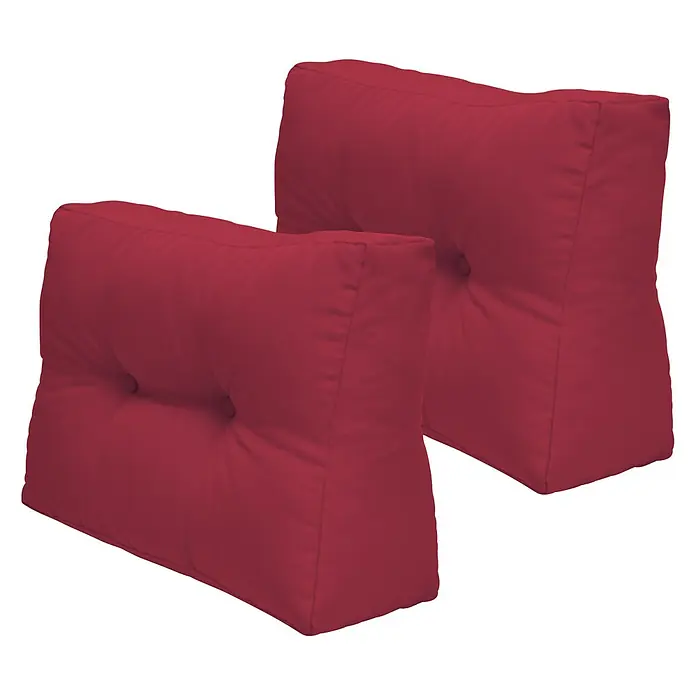 Beautissu Sitzauflage ECO Elements - Europalette, 2 Stk., Polyester, Rot - Zwei rote getuftete dreieckige Kissen zur Rückenstütze.
