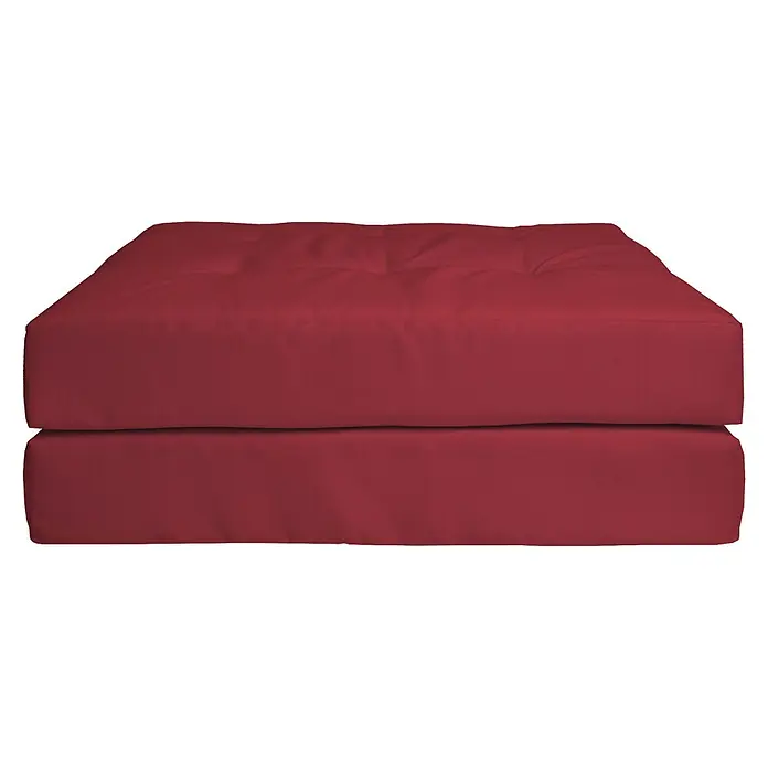 Beautissu Sitzauflage ECO Elements - Europalette, 2 Stk., Polyester, Rot - Tiefrotes zweiteiliges Futon- oder Kissenset mit getufteter oberer Auflage aus strukturiertem Stoff.