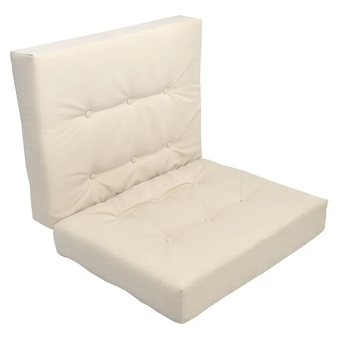 Beautissu Sitzauflage ECO Elements - Europalette, 1 Stk., Polyester, Natur - Getuftetes cremefarbenes Sitz- und Rückenkissen-Set.