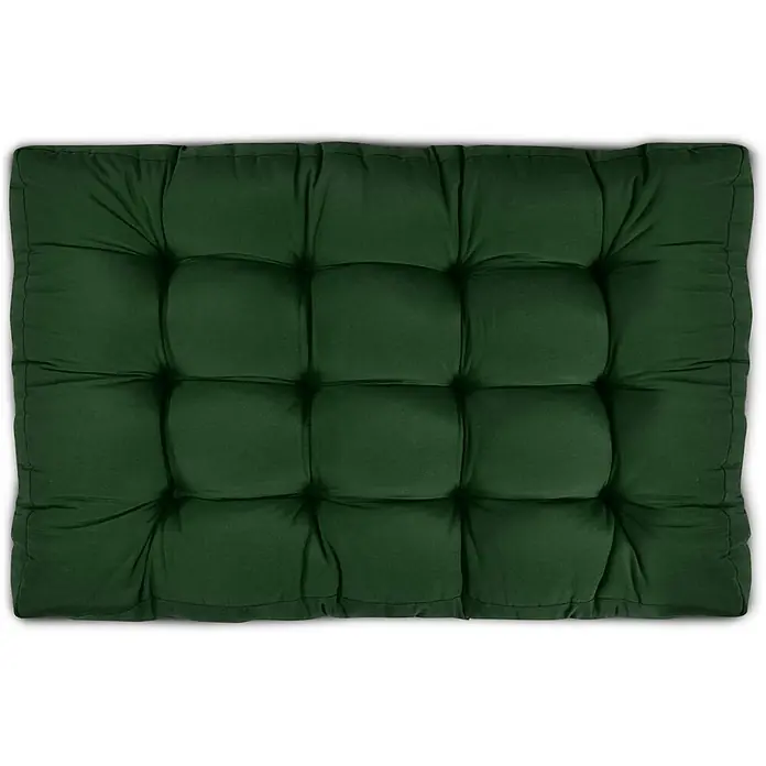 Beautissu Sitzauflage Eco Style - Europalette, 2 Stk., L x B x H: 120 x 80 x 15 cm, Polyester, Dunkelgrün - Dunkelgrünes, quadratisches, getuftetes Sitzkissen mit tiefer Knopfheftung.