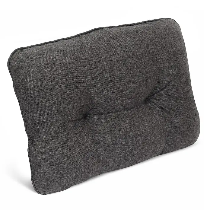 Beautissu Sitzauflage Beauflair - Outdoor Lounge, 1 Stk., L x B x H: 70 x 12 x 40 cm, Polyester, Graphitgrau - Dunkelgraues rechteckiges Kissen aus strukturiertem Stoff mit getuftetem Design für bequemes Sitzen.